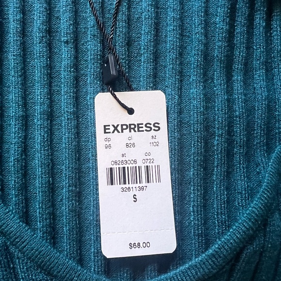 Express Teal Ribbed Knit Top - Picture 3 of 3
